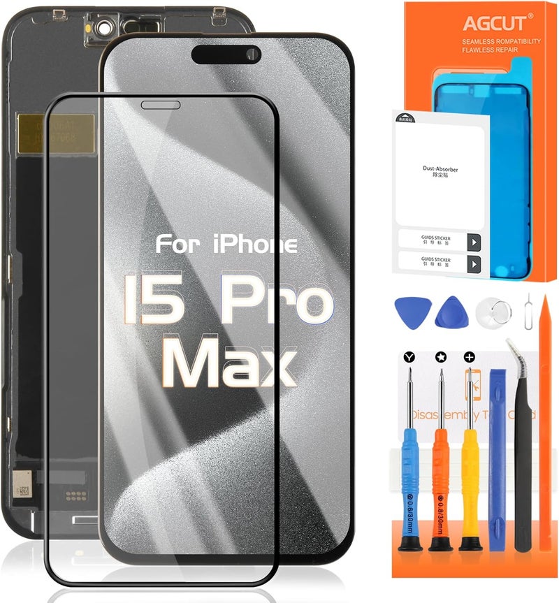 AGCUT TFT for iPhone 15 Pro Max Screen Replacement for iPhone 15 Pro Max LCD Display A2849, A3105, A3106, A3108 LCD Digitizer Touch Screen Assembly Repair Part with Protective Film+Tools - Image 1